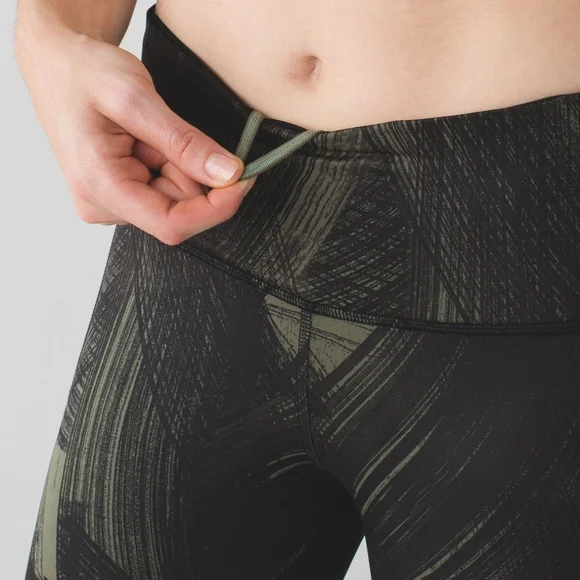 Lululemon Fresh Mesh Run Crop Leggings Sz4 Wind Chill Fatigue Green Blck Pockets - Picture 3 of 16